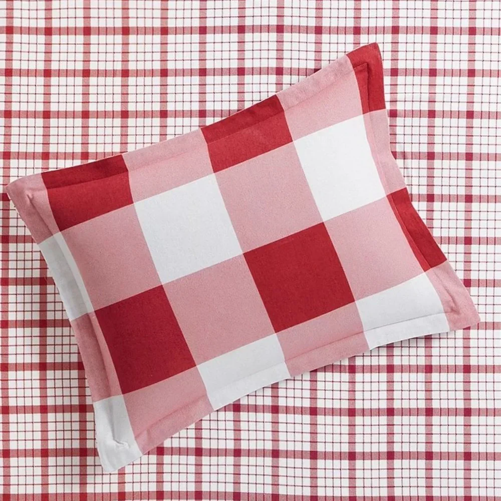 7 Pc Set Charter Club Red Check Flannel Duvet Cover Sheets Shams
